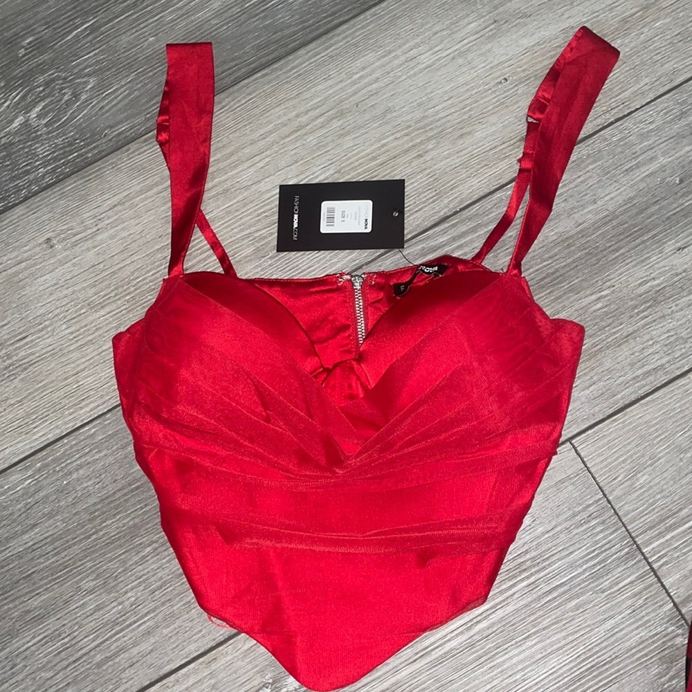 Ruched corset top, size small, Fashion Nova